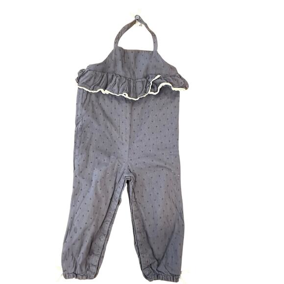 Shabby Chic 24 Months Baby Toddler Girl Blue Polka Dot Romper Jumpsuit Halter - Picture 1 of 6